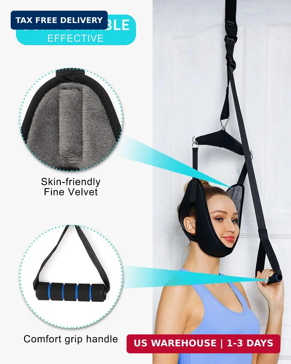 comness Cervical Neck Traction Device Over Door for Home Use, Portable Neck Stre
