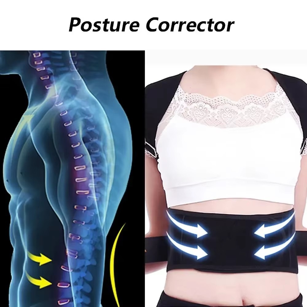 Adjustable Back Support Belt Breathable Shoulder Strap Posture Support S-XXXL