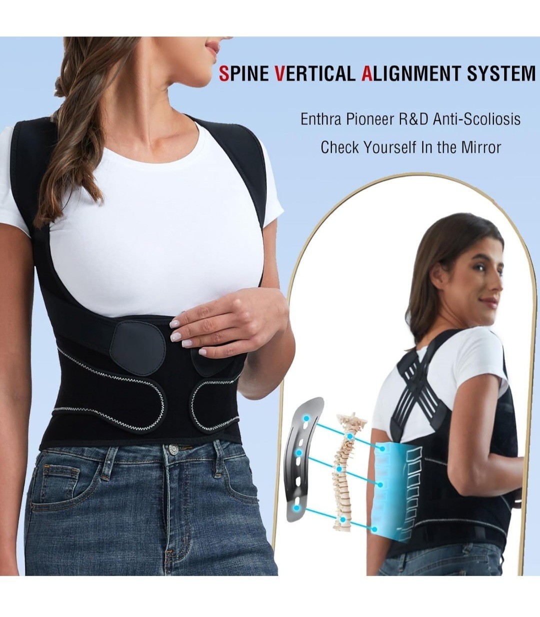 Enthra Back Brace Posture Corrector with Spine Vertical Alignment System -Unisex
