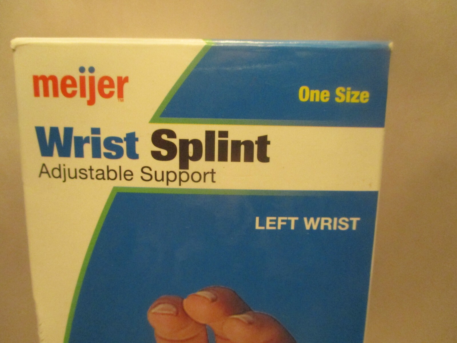 New in Box Meijer Adult Wrist Splint, Left Wrist, Black Brace, One Size Fits All