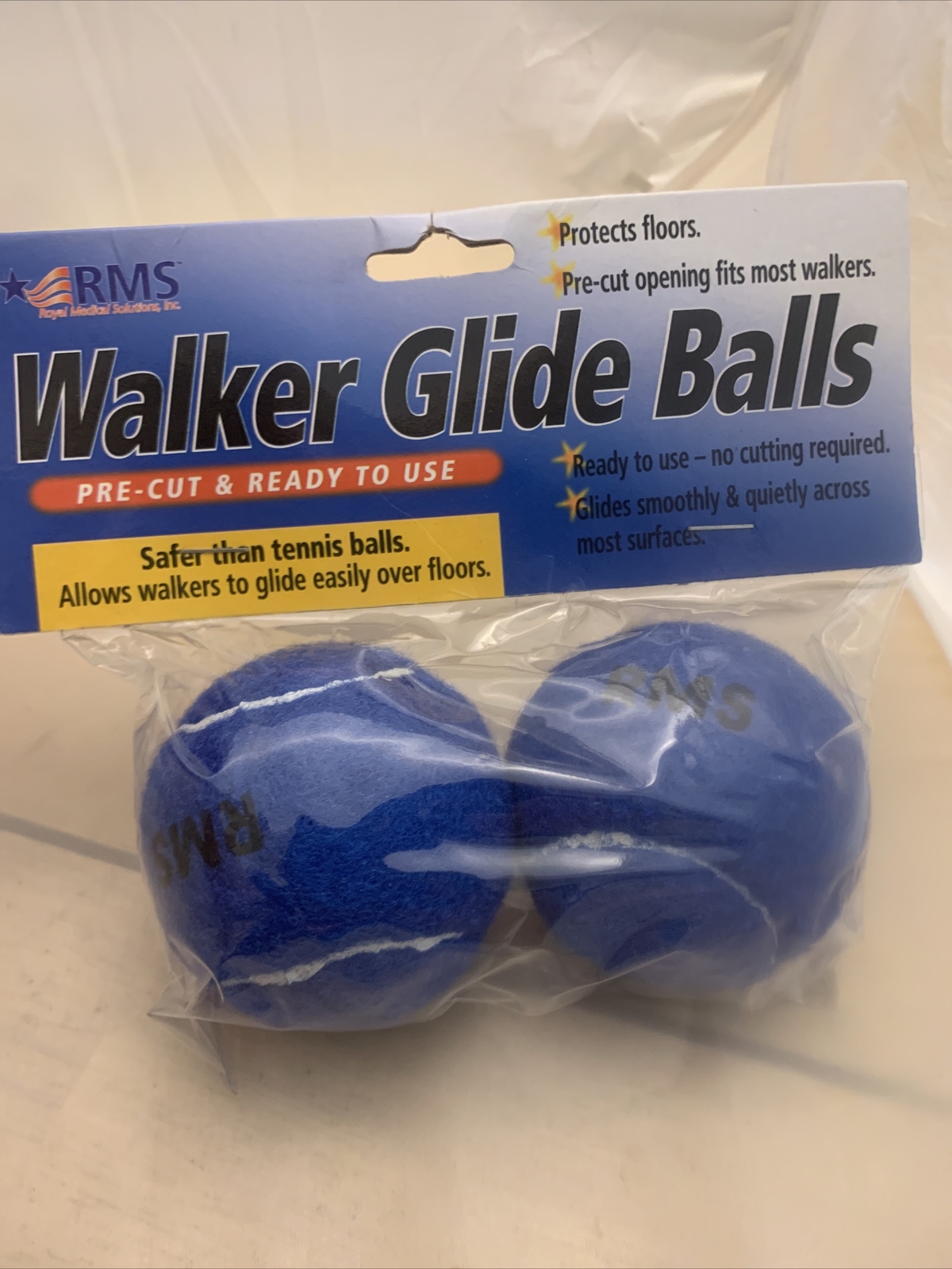 RMS Walker Glide Balls – Set of 2 Balls – Precut Opening Fits Most Walkers NEW