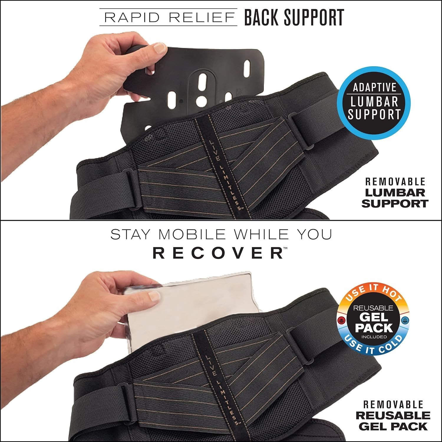 Lightweight Rapid Relief Back Brace with Gel Insert – Perfect for Active Adults