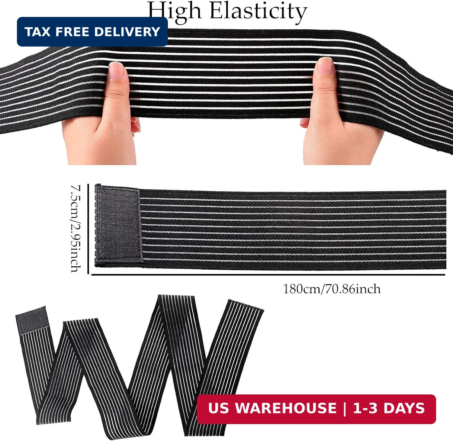 Compression Bandage Wraps for Leg, Elastic Calf Sleeve, Adjustable plus Size (2