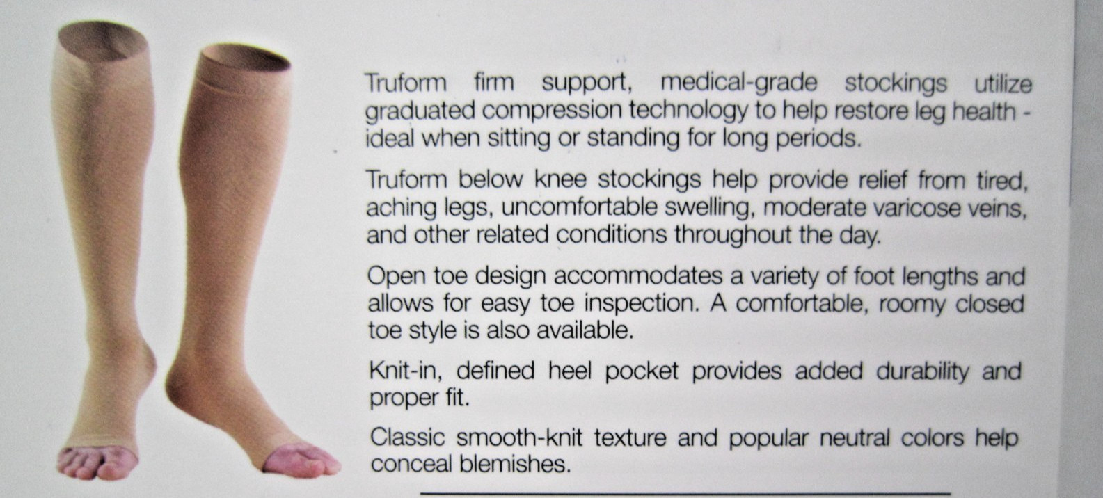 Truform 20-30 Below Knee Compression Stockings Open Toe {Choose color}