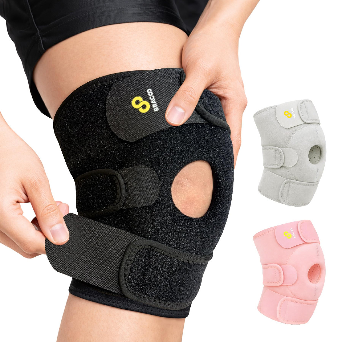 Bracoo Adjustable Compression Knee Patellar Pad Tendon Support Sleeve Brace For