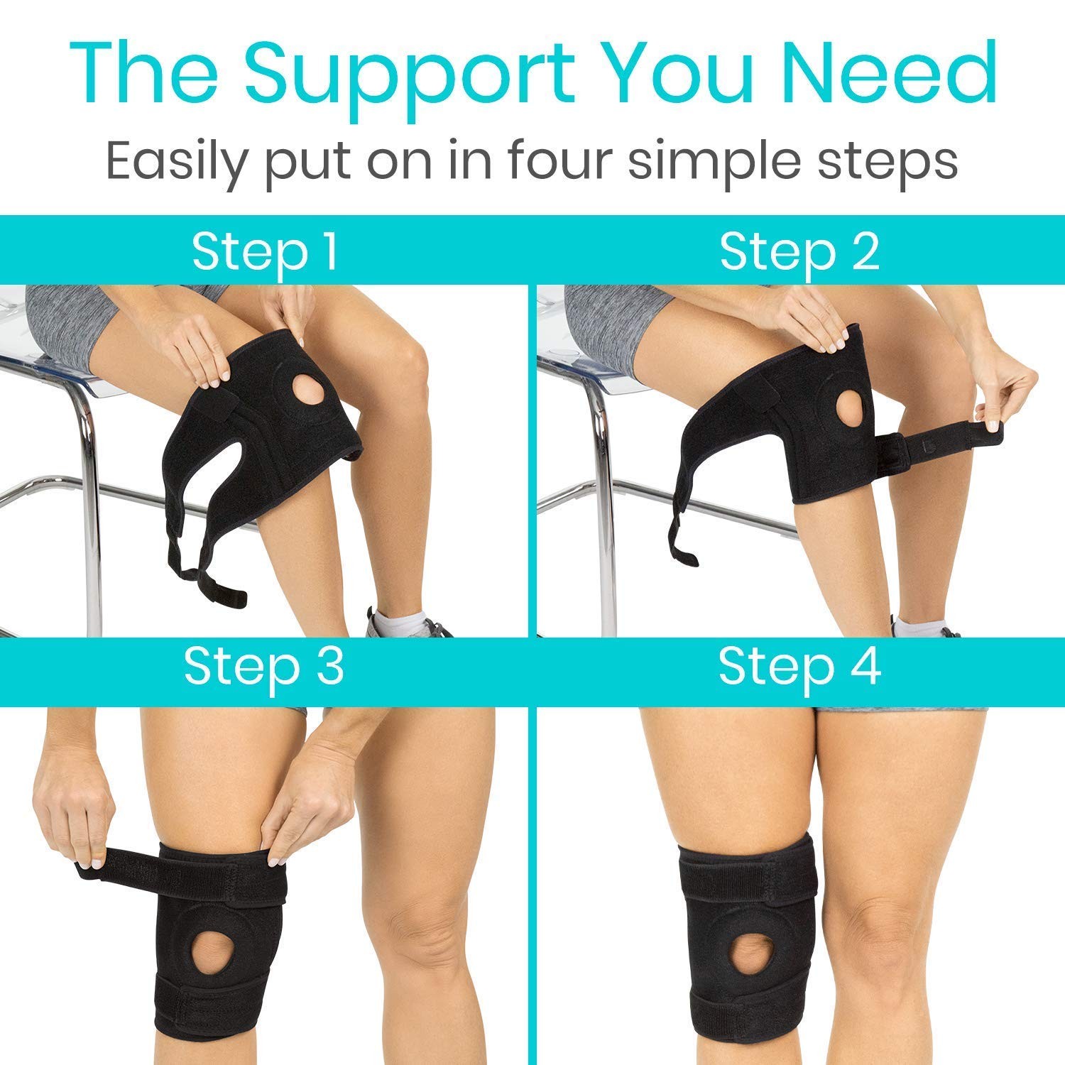 Vive Hinged Knee Brace with Side Stabilizers – Stabilizing Support with Open