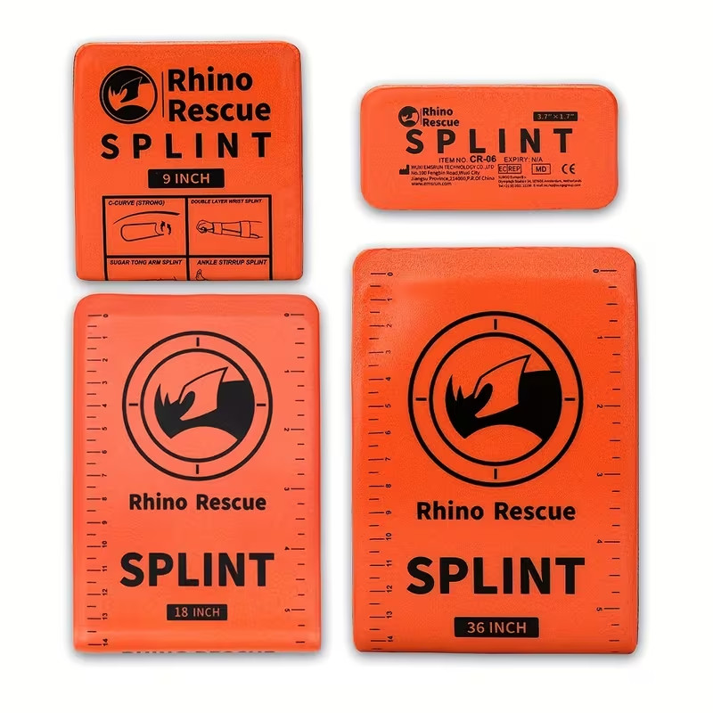 RHINO RESCUE Emergency Splint Set 4pc Rollable First Aid Trauma Survival Splints