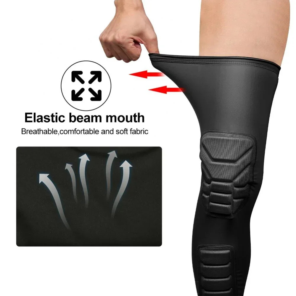 1Pcs Knee Braces, Double Crashproof Knee & Calf Pads Thigh Compression Leg