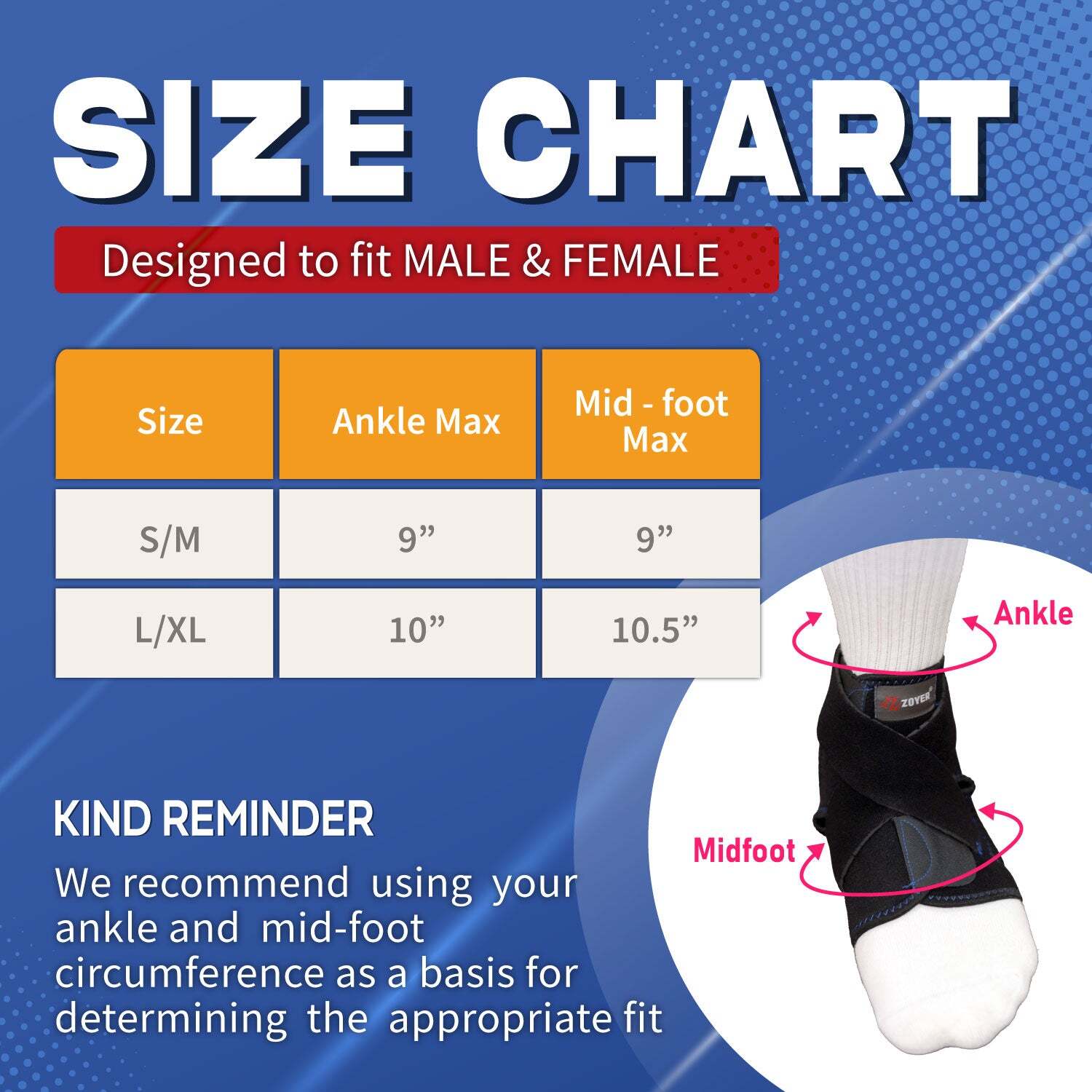 ZOYER Recovery Ankle Brace with Dual Spring Stabilizers