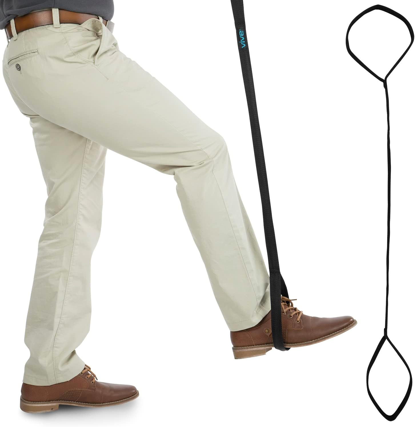 Leg Lifter Strap (44 Inch) – Rigid Foot Loop, Hand Grip for Adult, Senior, Elder