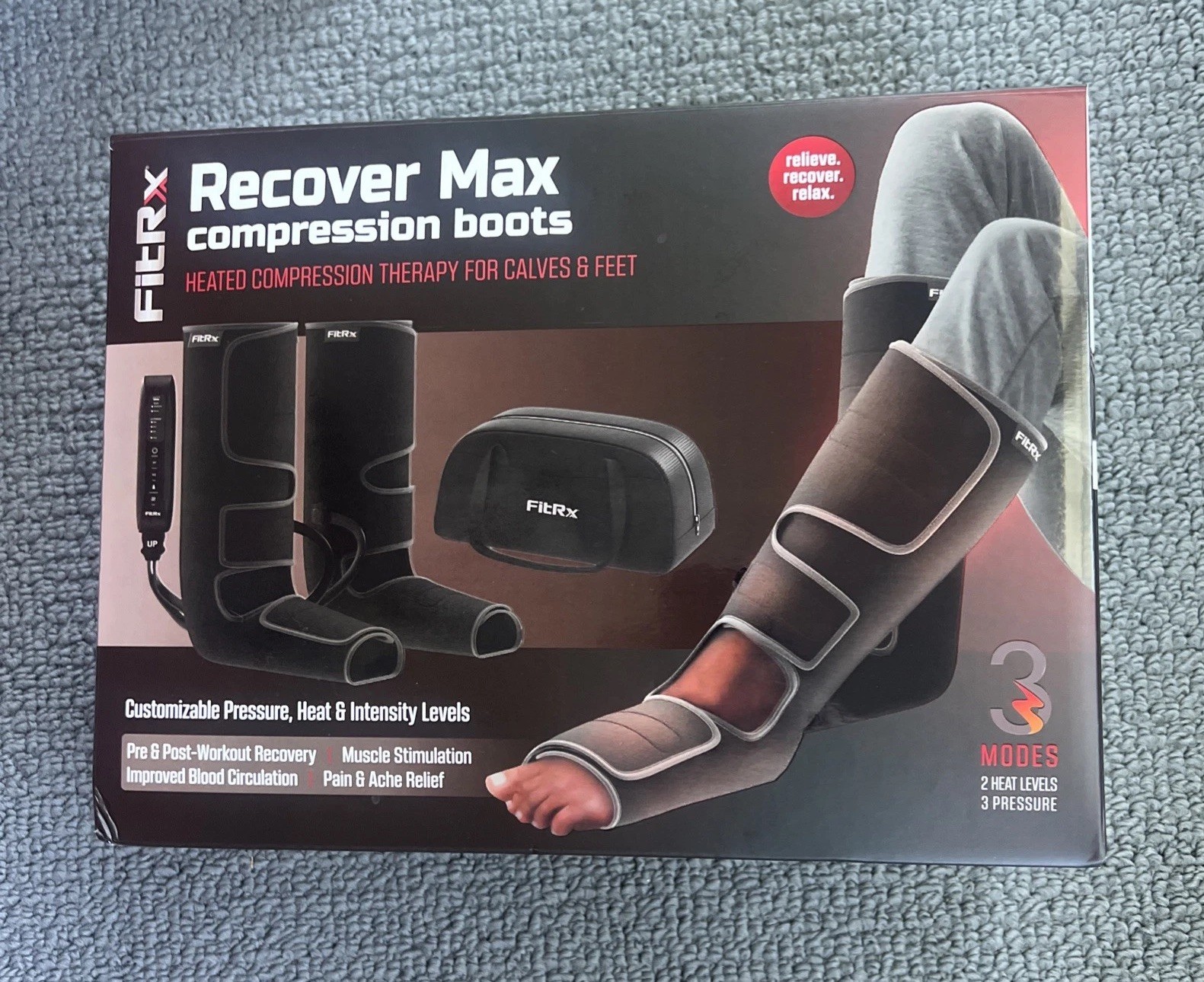 FitRx Recover Max Compression Boots Heated Air Pressure Therapy Legs Calves Feet