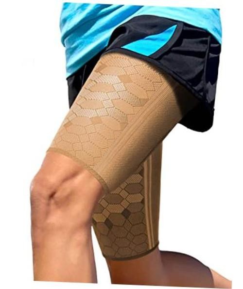 Thigh Compressionleeves, Quad Wrap, Hamstring Brace – Beige-| S Desert Beige