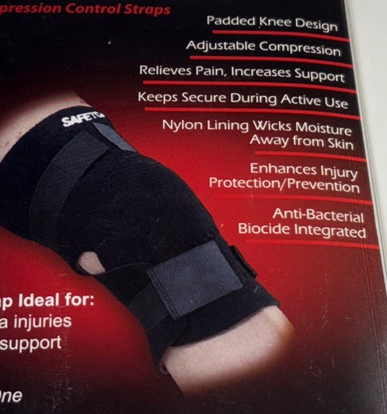SafeTGard #478 Football/All Sport Padded Black Knee Wrap Adjust Neoprene Support