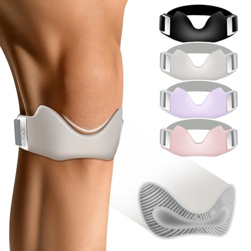 Silicone Patellar Tendon Support Strap, Adjustable Non-Slip One Size 1 Gray