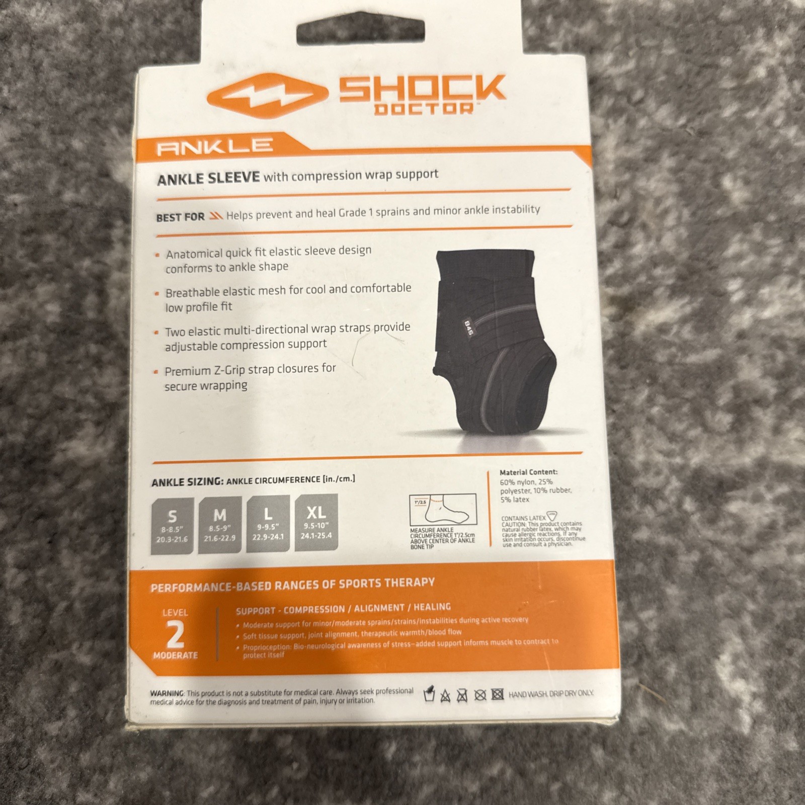 Ankle Sleeve with Compression Wrap Support Black Medium New Free Shipping