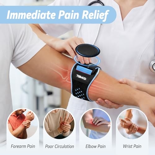 Tennis Elbow Brace for Men and Women, Elbow Support Brace with L/XL Blue+Black