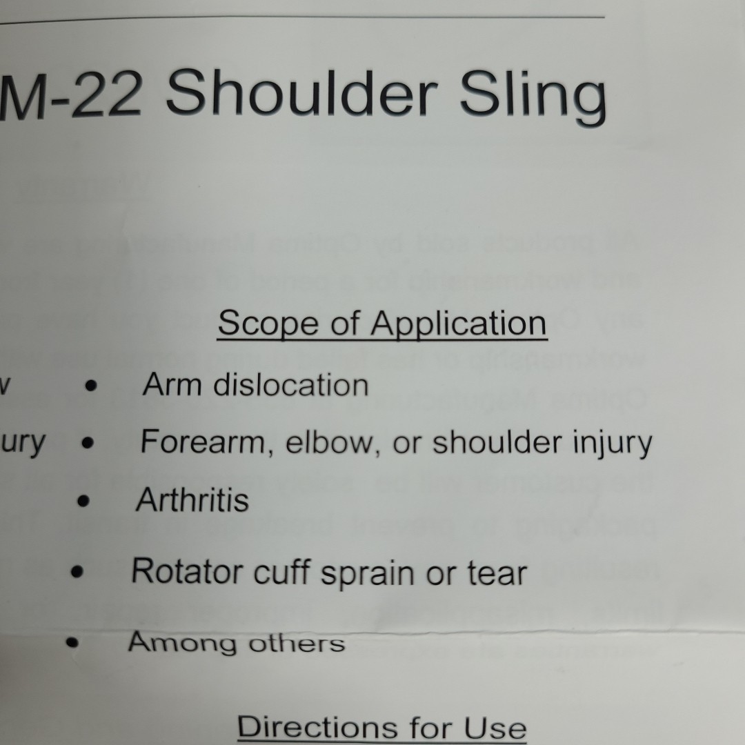 New In Package, Bilateral Lightweight Arm, Shoulder, Forearm, Elbow Sling, Black