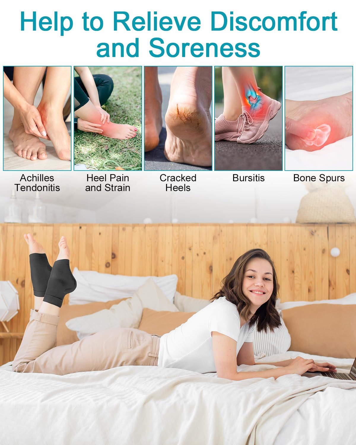 Achilles Tendon Sleeve with Silicone Heel Protector Cushion Pad, Achilles Tendon