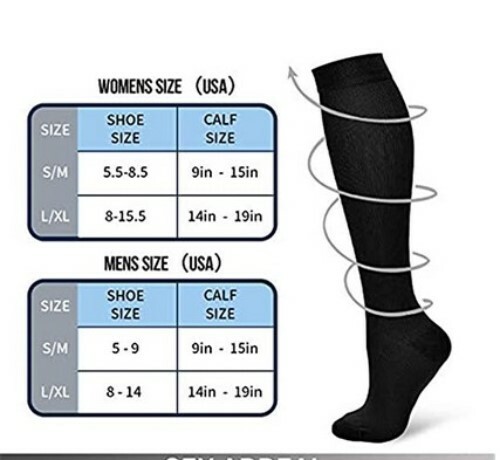 Compression Socks, Black, White, Grey, Size 9-Large / XLarge – “Pack of 3”