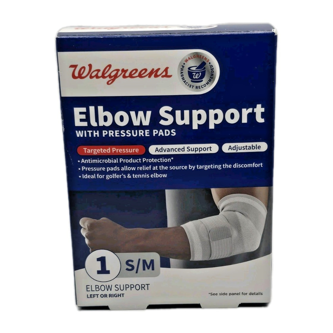 Walgreens Elbow Support With Pressure Pads S/M Left Or Right Small Medium New