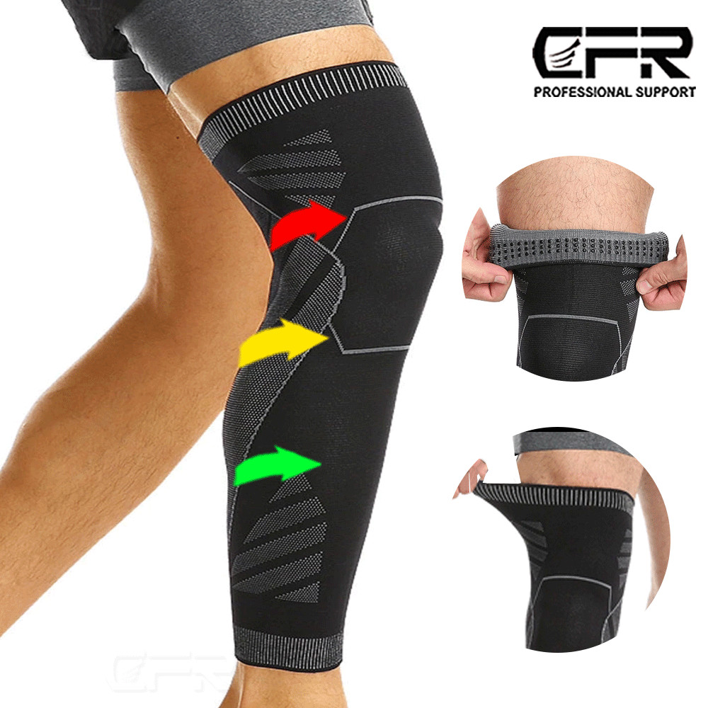 Compression Sleeve Knee Support Full Leg Sports Thigh Brace Protector Men Women