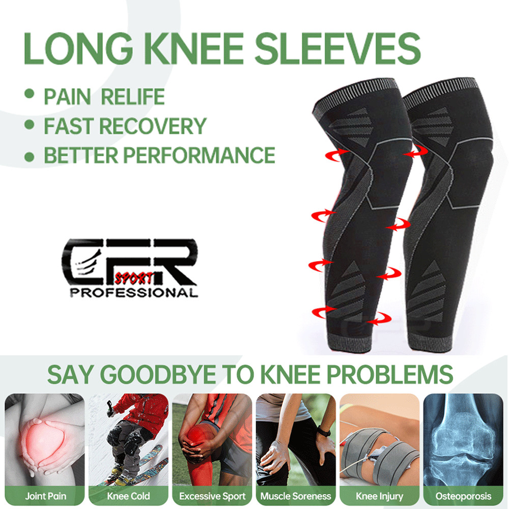 Knee Sleeve Compression Brace Support Full Leg Sport Joint Pain Arthritis Relief