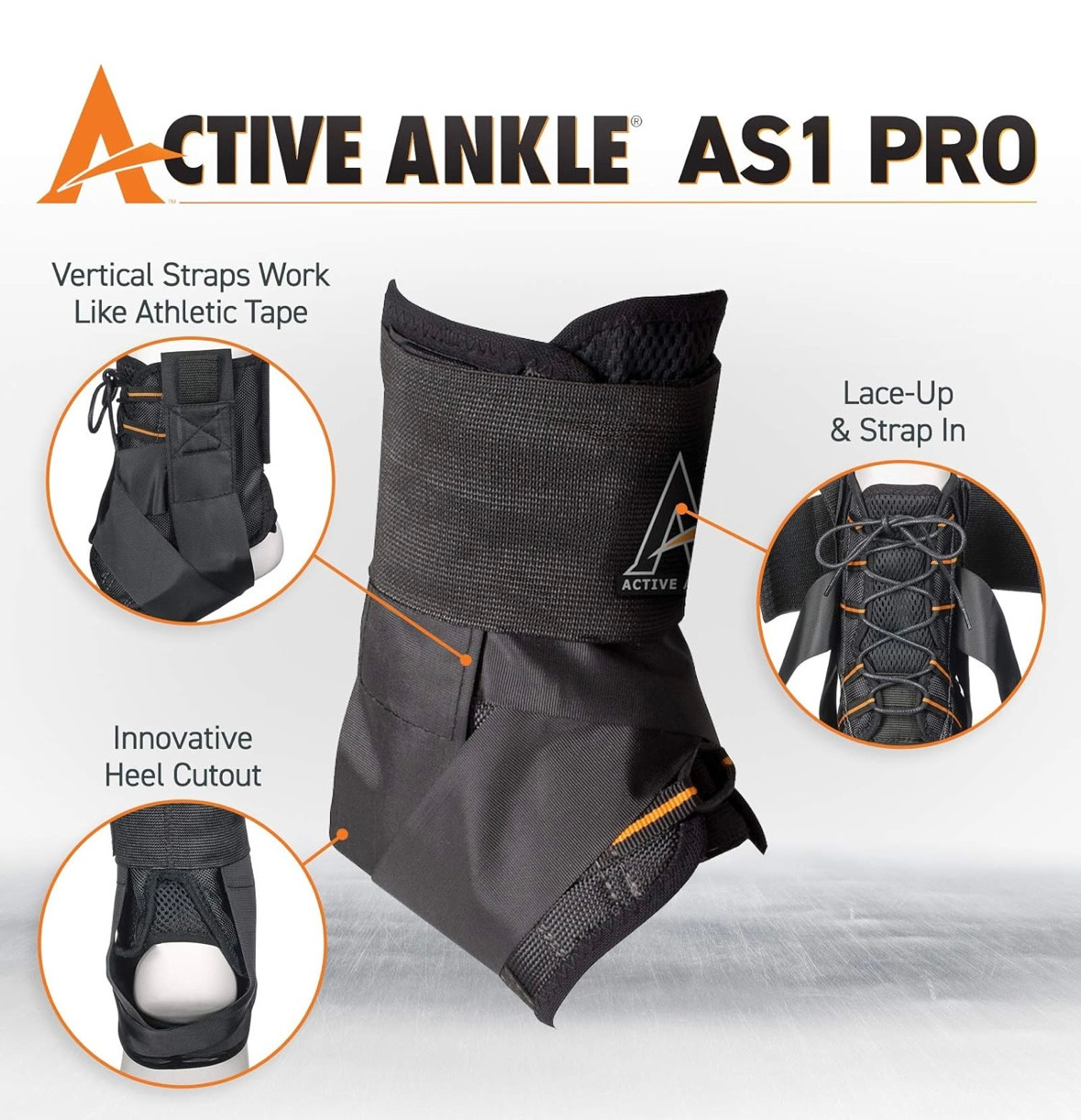 Active Ankle AS1 Pro Lace Up Ankle Brace, Ankle Support with Laces for Men & Wom