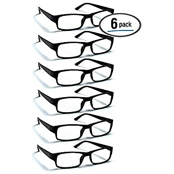 6 Pack Reading Glasses by BOOST EYEWEAR, Traditional Black Frames, for Men and W