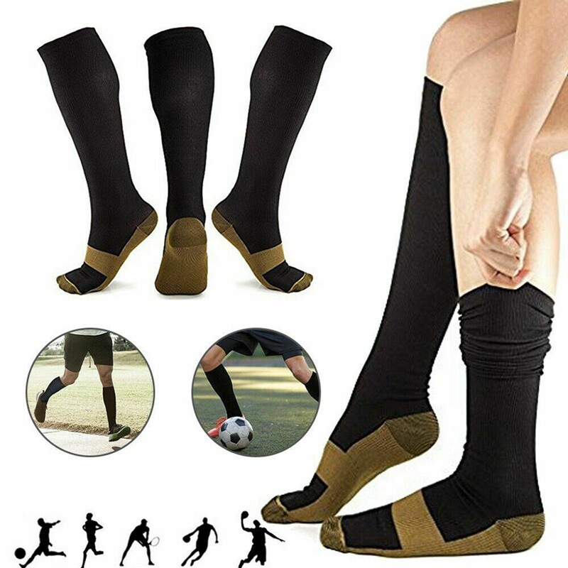 3 Pair Copper Stockings Compression Socks Workout Brace Gym Arthritis Pain S-XXL