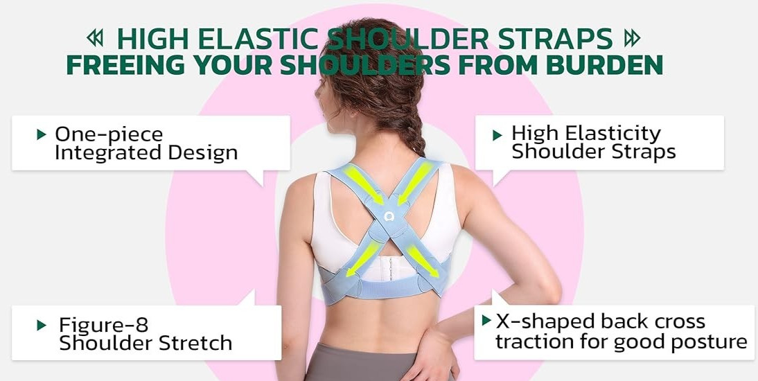 AOFIT Womens Posture Corrector X-Shaped Back Brace Invisible Under Clothes, L