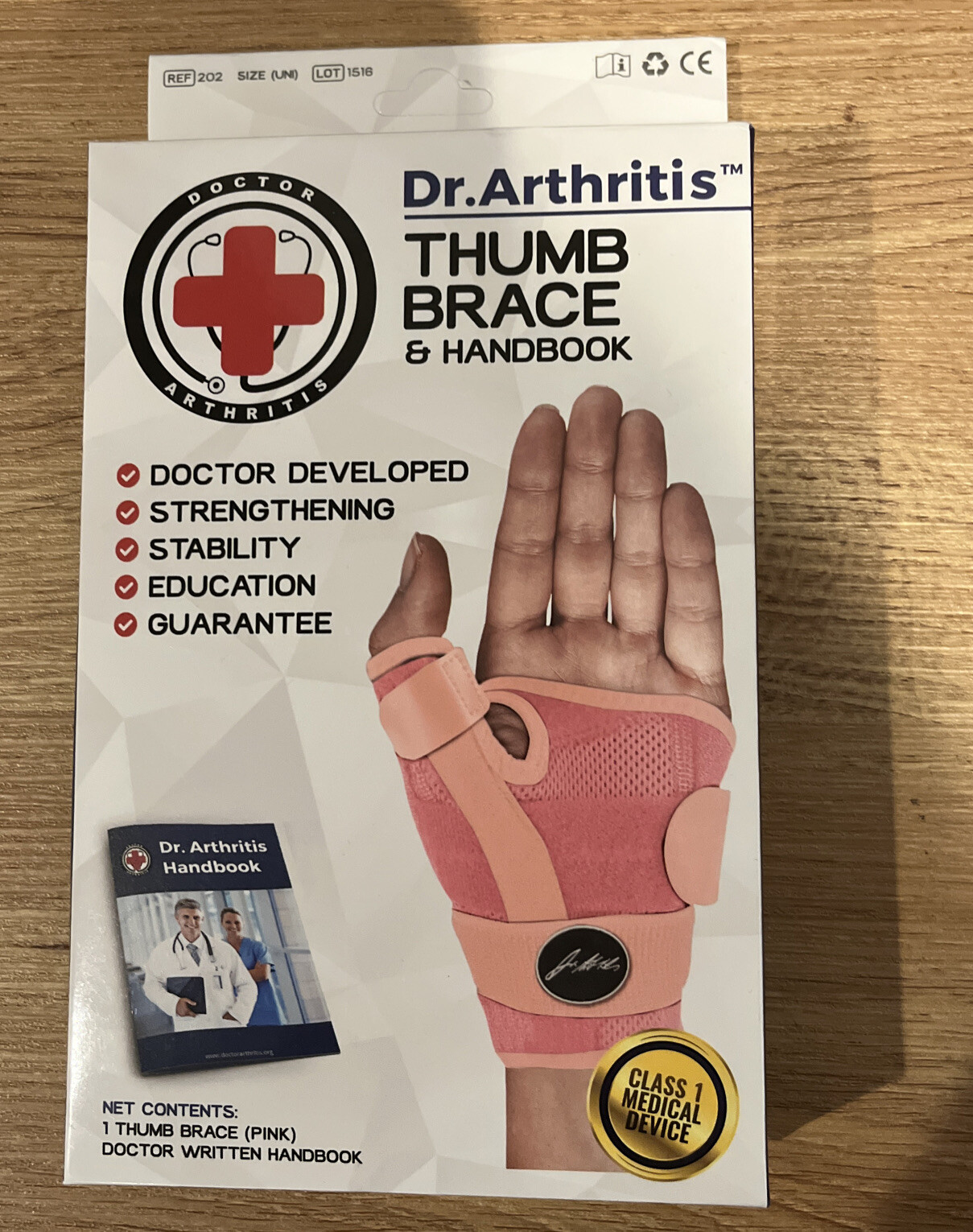 Dr. Arthritis Doctor Developed Unisex Pink Thumb Splint Stabilizer Left or Right