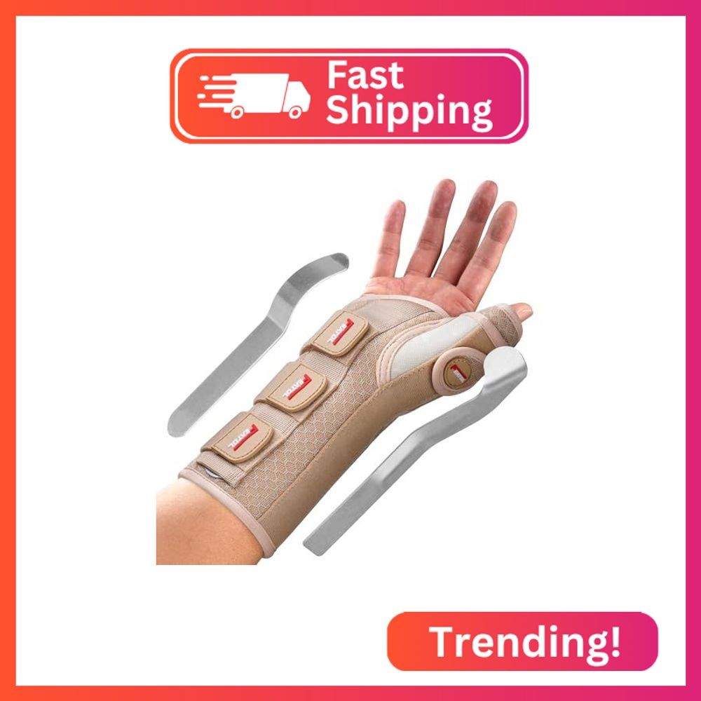 FEATOL Carpal Tunnel Wrist Brace Night Support, Thumb Spica Splint Right Hand fo