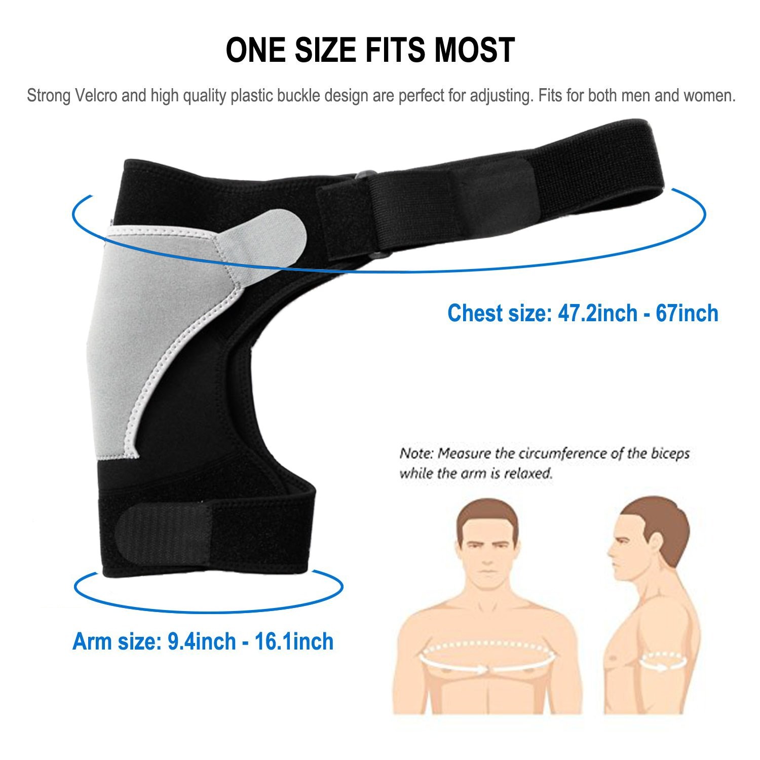Shoulder Stability Brace Adjustable Shoulder Support with Pressure Pad, Light Br