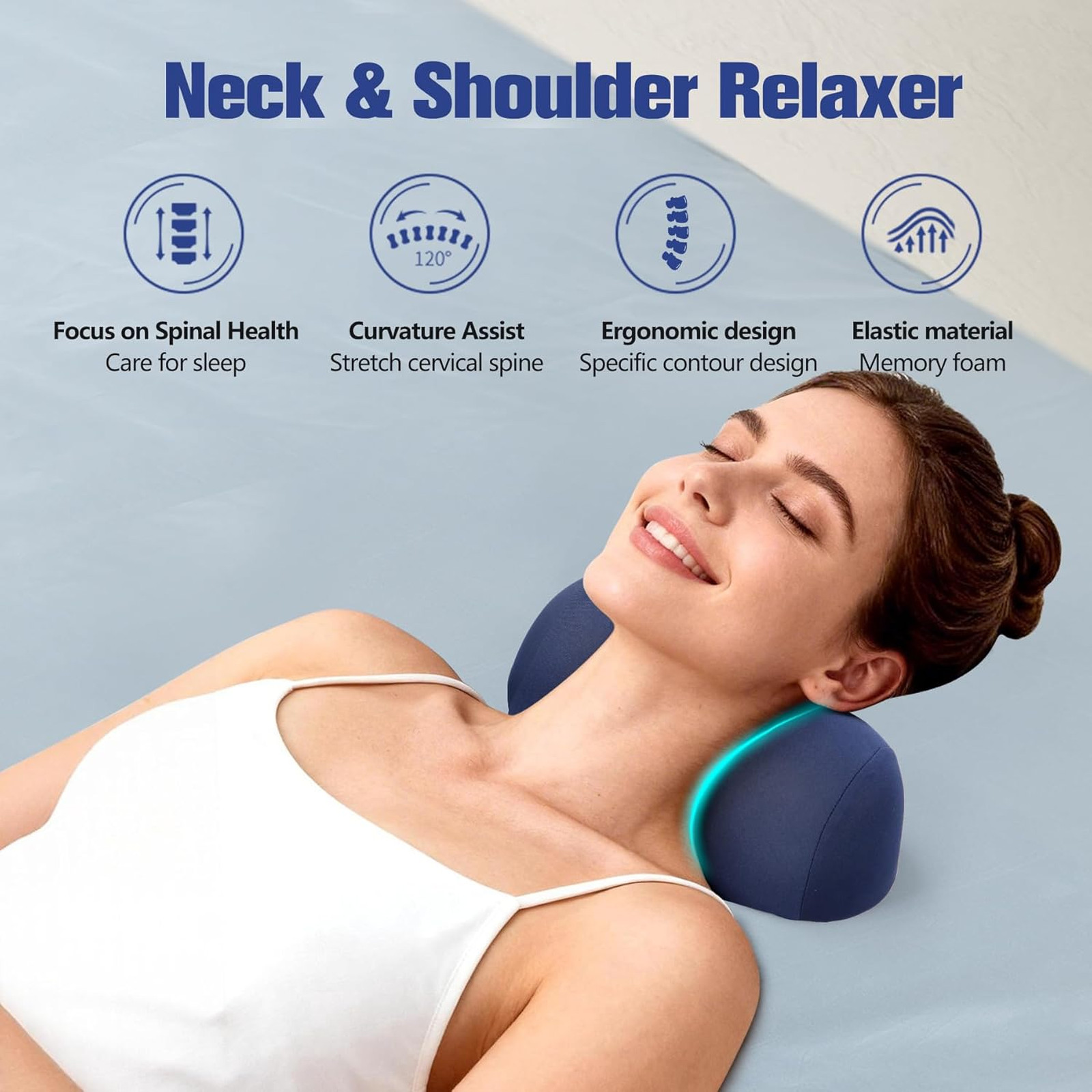Small Cervical Traction Pillow, Neck Support Pillow, Memory Foam, Ergonomic