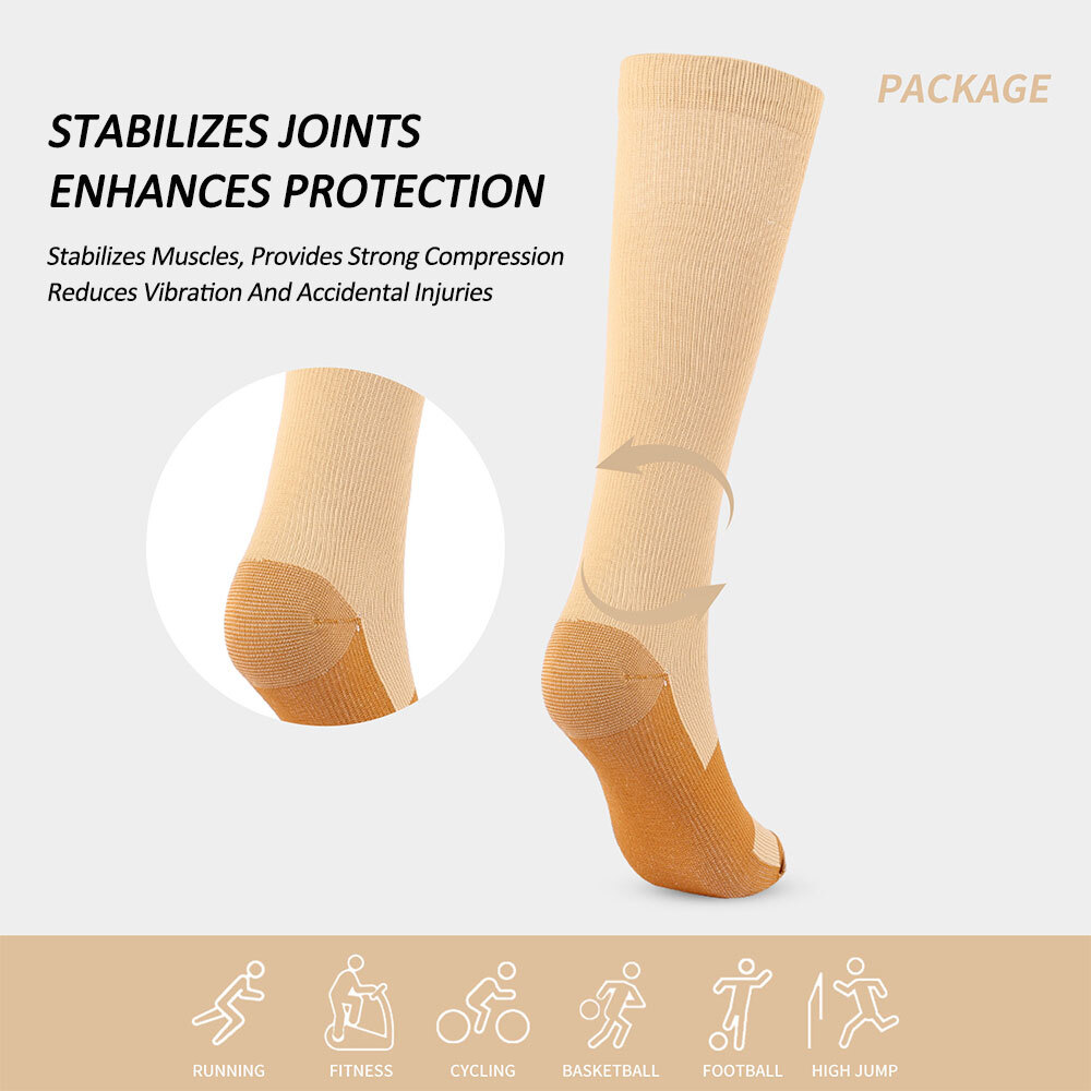 Calf-Length Compression Stockings 3 Pairs 20-30mmhg Medical Black,Beoge,White