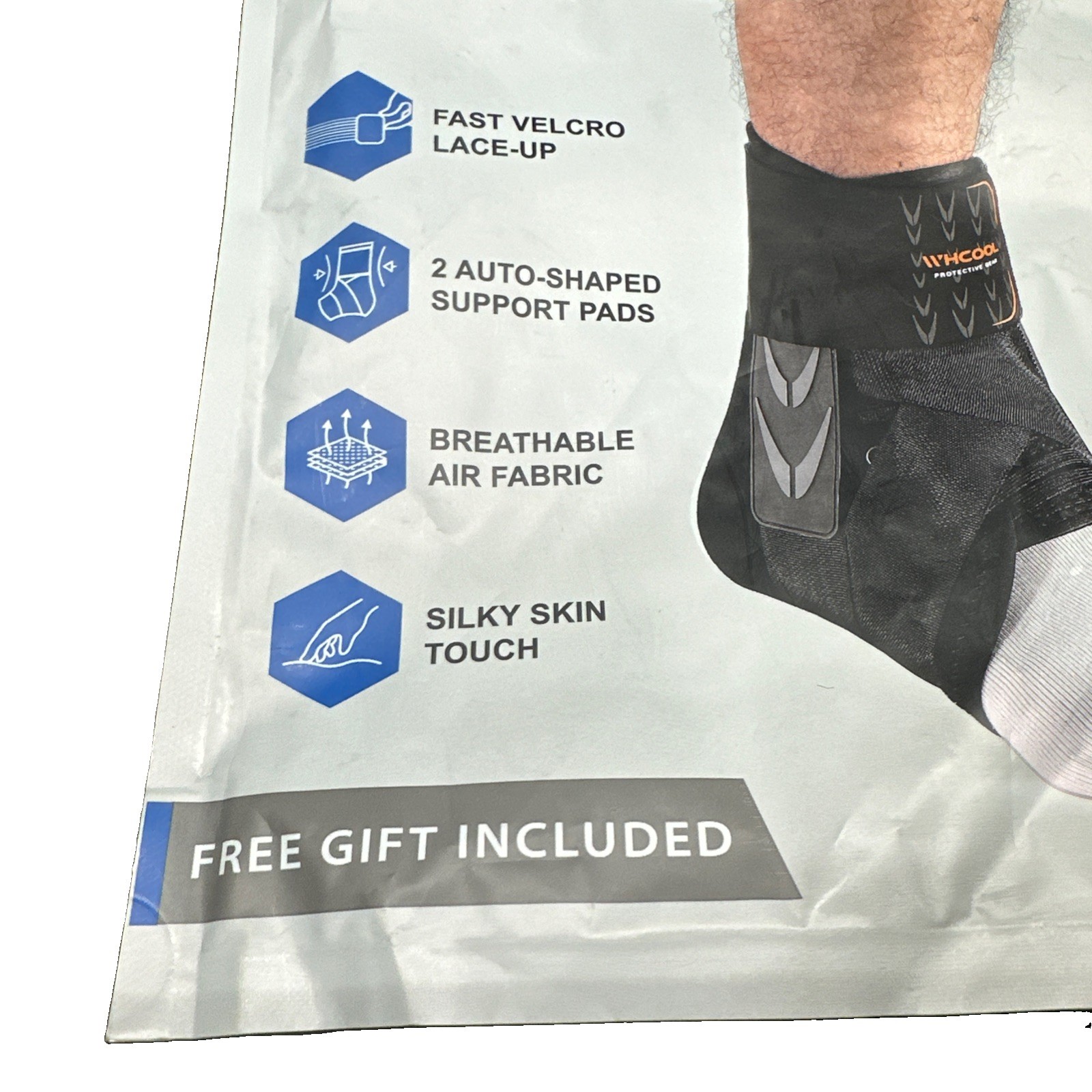WHCOOL Black Ankle Support Brace Adult Medium Pro 1006 Sprained Support