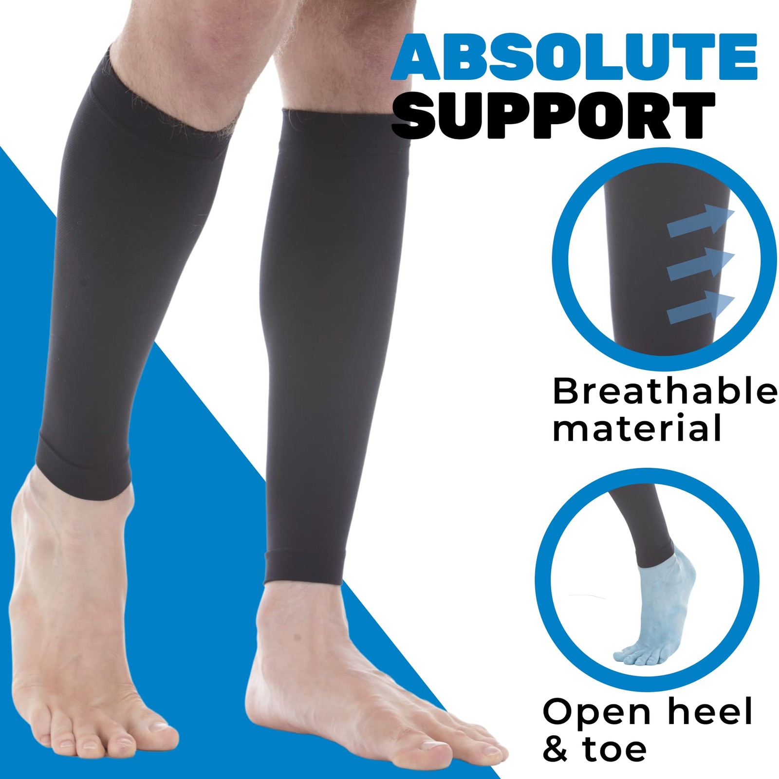 Unisex Compression Sleeves 20-30mmHg for Nurses and Maternity – 6XL, Black