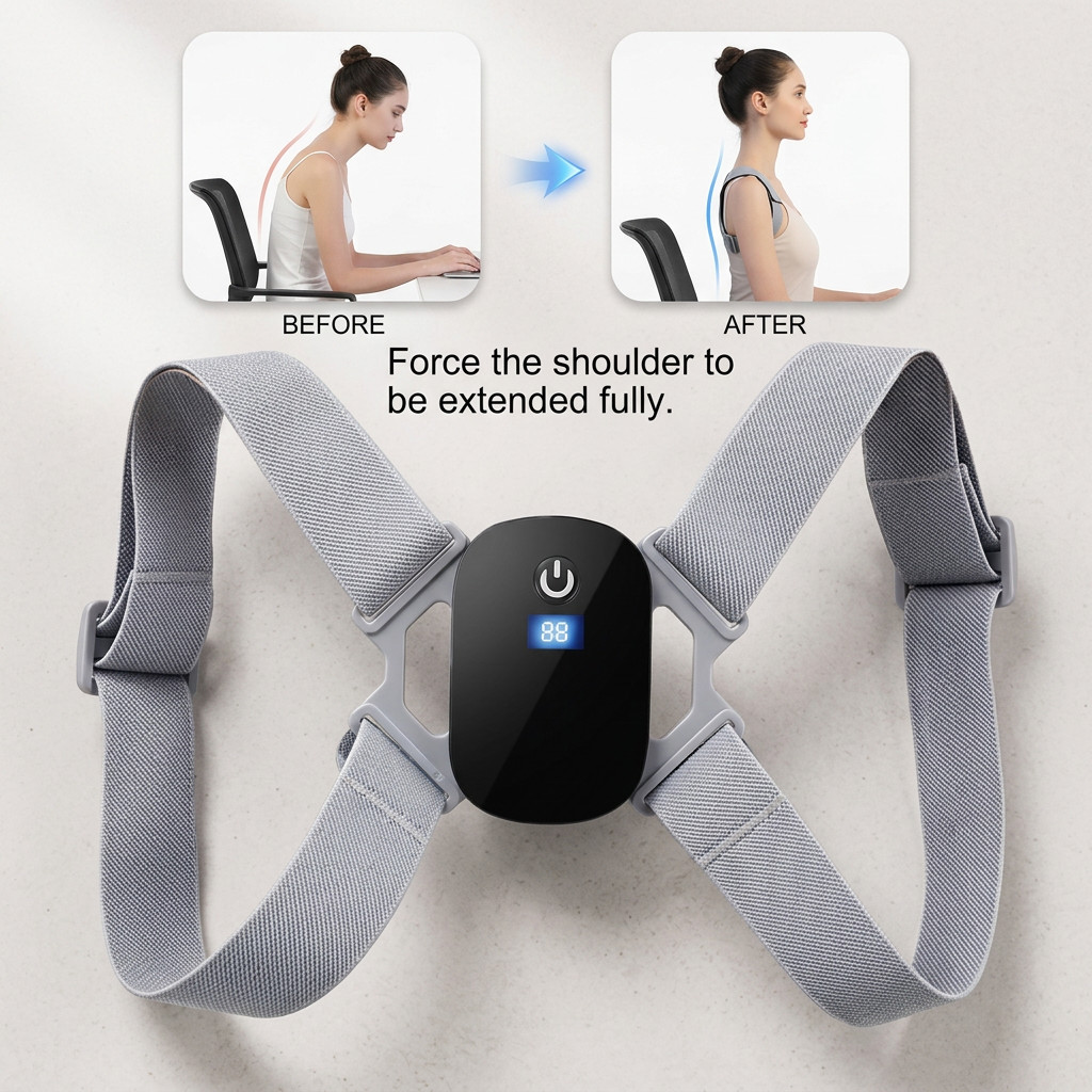 Smart Vibrating Posture Corrector Sensor Back Brace Adjustable Alignment Trainer