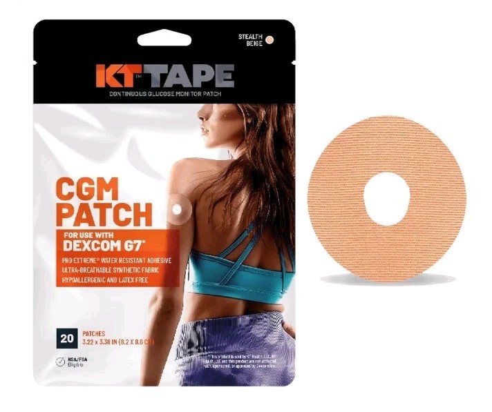 KT Tape Dexcom G7 CGM Patch Water Resistant Breathable Synthetic Fabric Beige