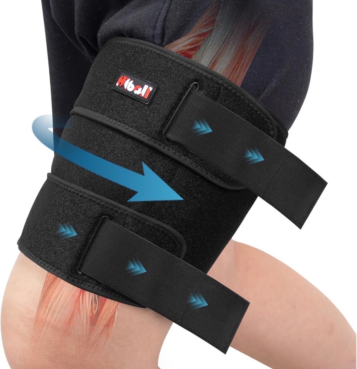 Hiball Adjustable Thigh Brace, Hamstring Compression Wrap, Thigh Compression XL