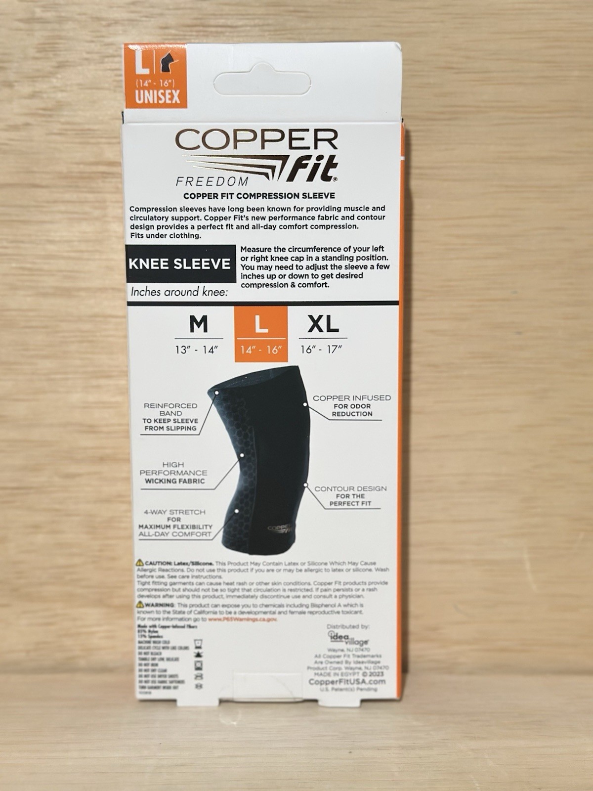 Copper Fit—Large Knee Compression Sleeve – Black
