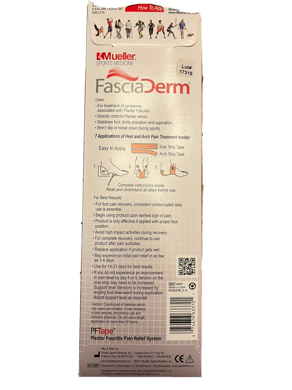 Mueller Sport care, Fascia Derm Plantar Fasciitis PF Tape, 7 applications, 26337