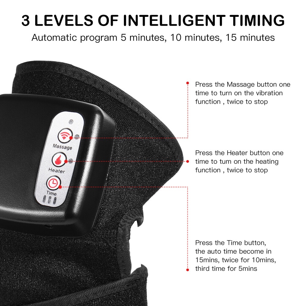 Electric Heating Vibration Knee Joint Pad Brace Massage Therapy Legs Massager US