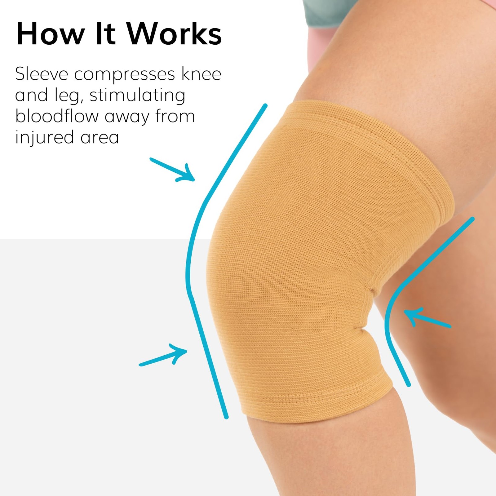 BraceAbility Elastic Slip-on Knee Sleeve | Flexible Fabric Medium, Beige