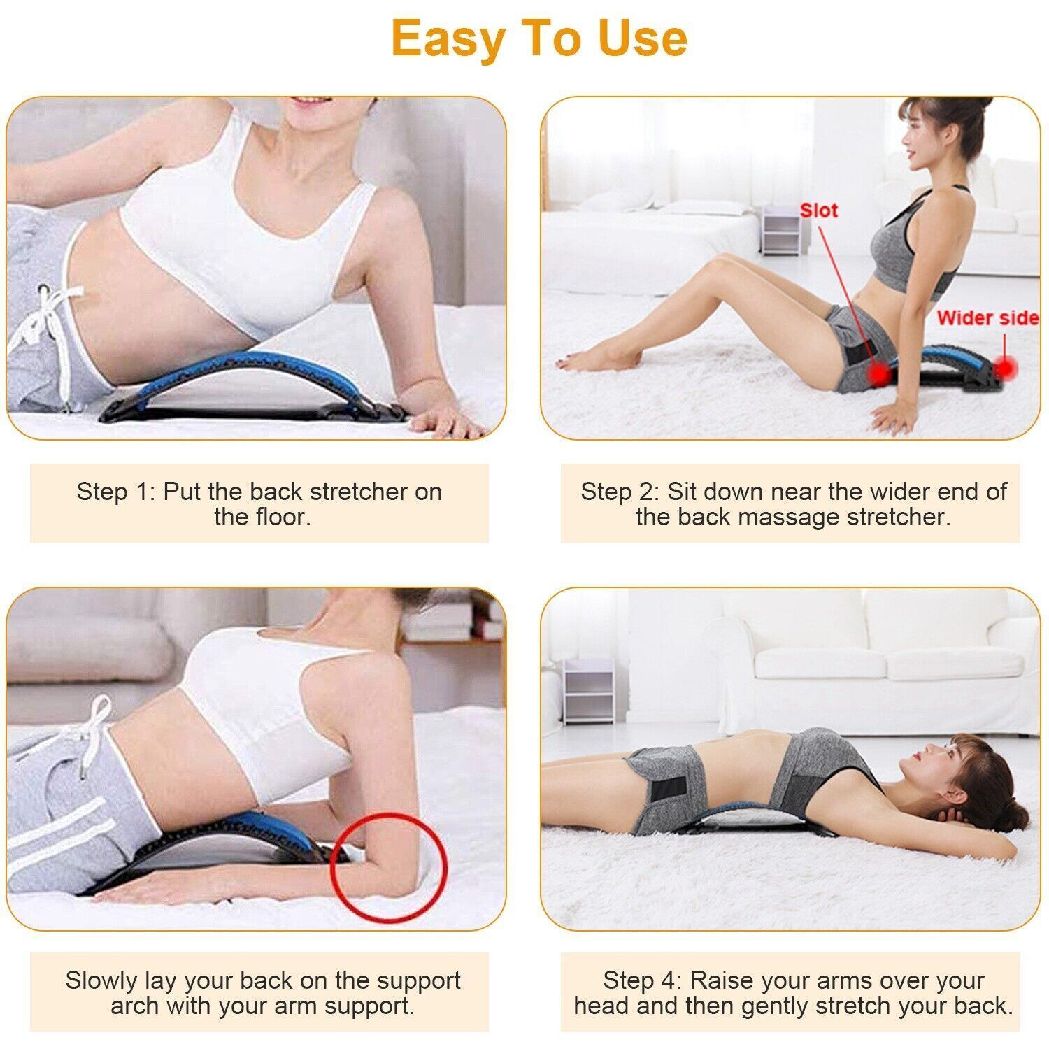 Adjustable Back Support Stretcher Extender Posture Massager Lumbar