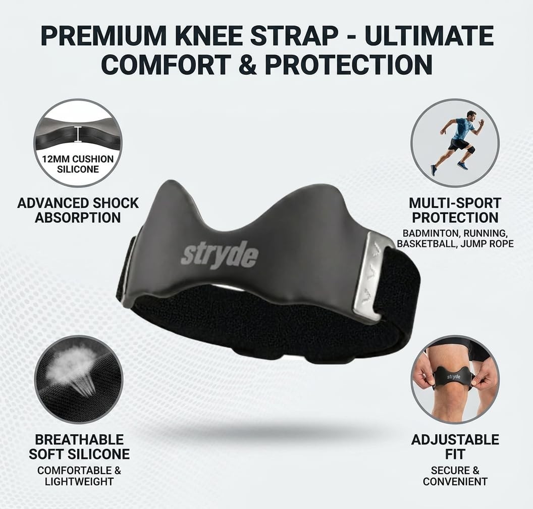 Stryde Precision Knee Strap 2Pcs, Silicone Lock-Point Pad Breathable