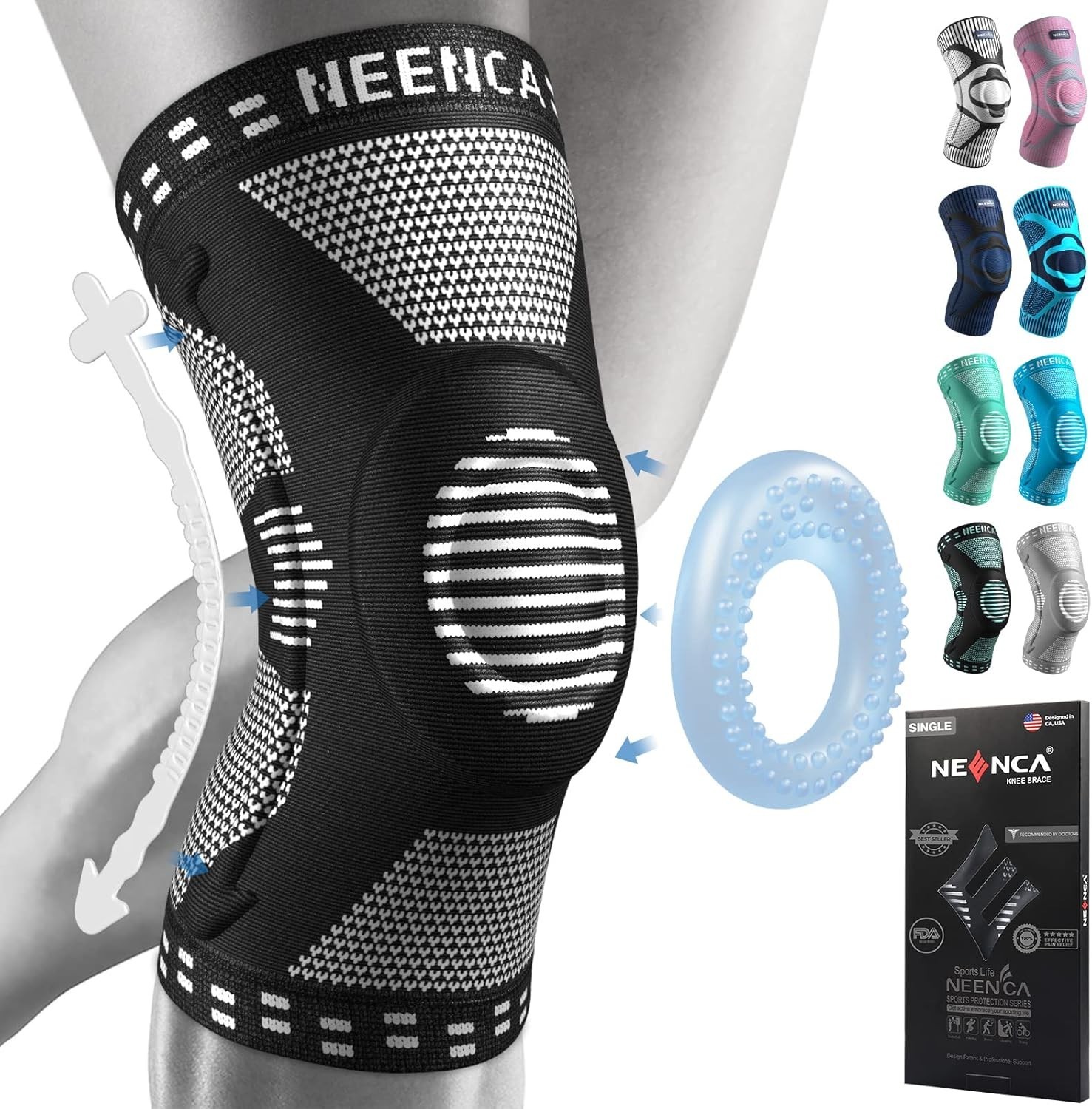 Knee Braces for Pain Relief Compression Knee Sleeves Support Men Women Athletic