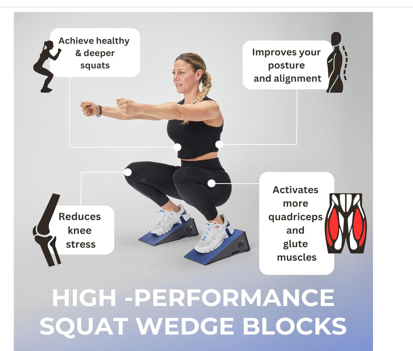 WOU Squat Wedge – Metal Slant Board for Squats, Calf Stretcher, Heel Elevated Sq