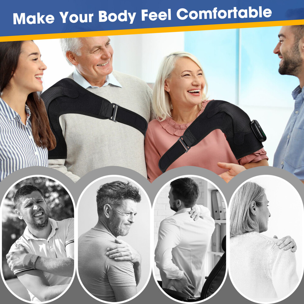 Electric Heated Vibration Shoulder Massager Shoulder Brace for Joint Pain Relief