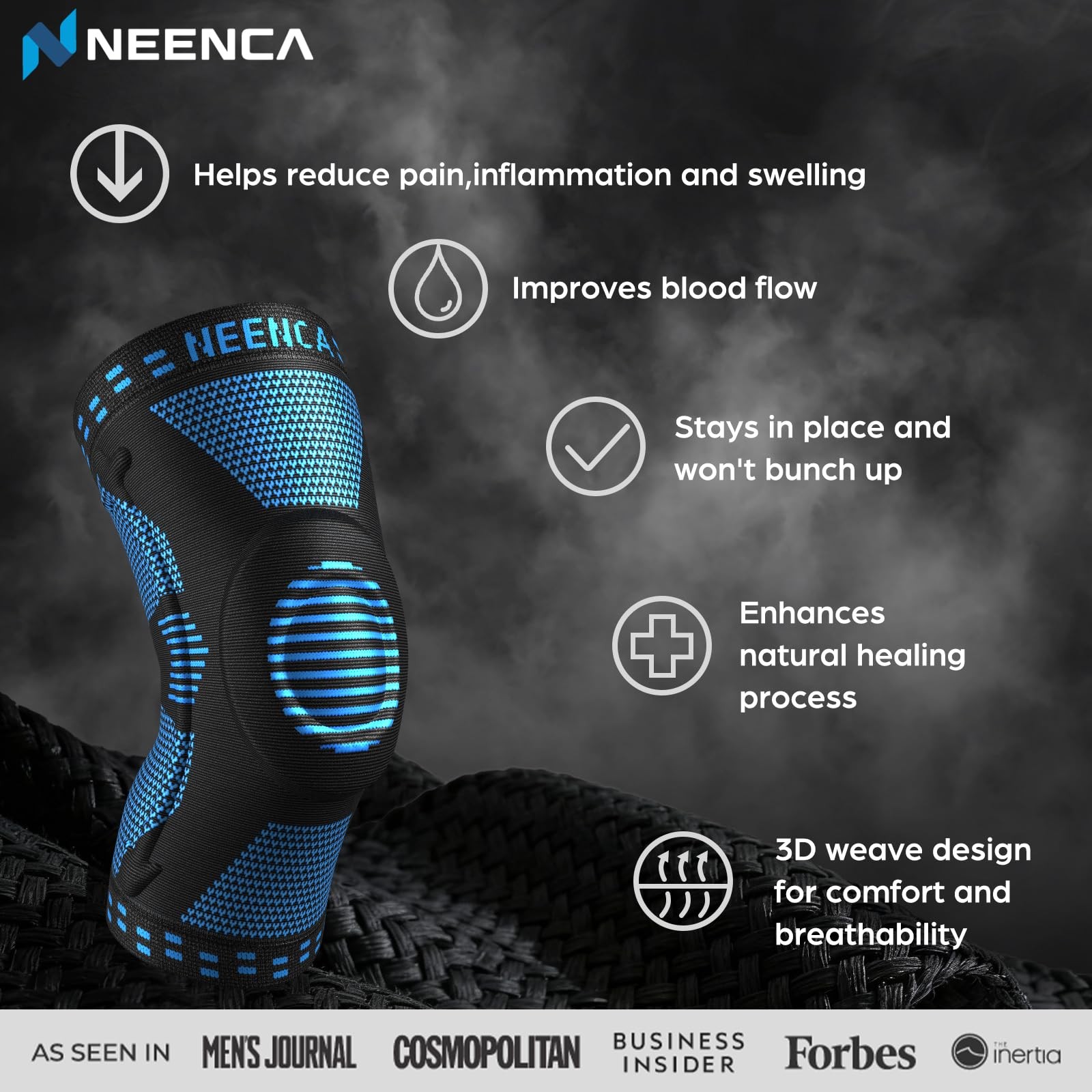 NEENCA Professional Knee Brace, Compression Knee Sleeve with Patella Gel Pad & S